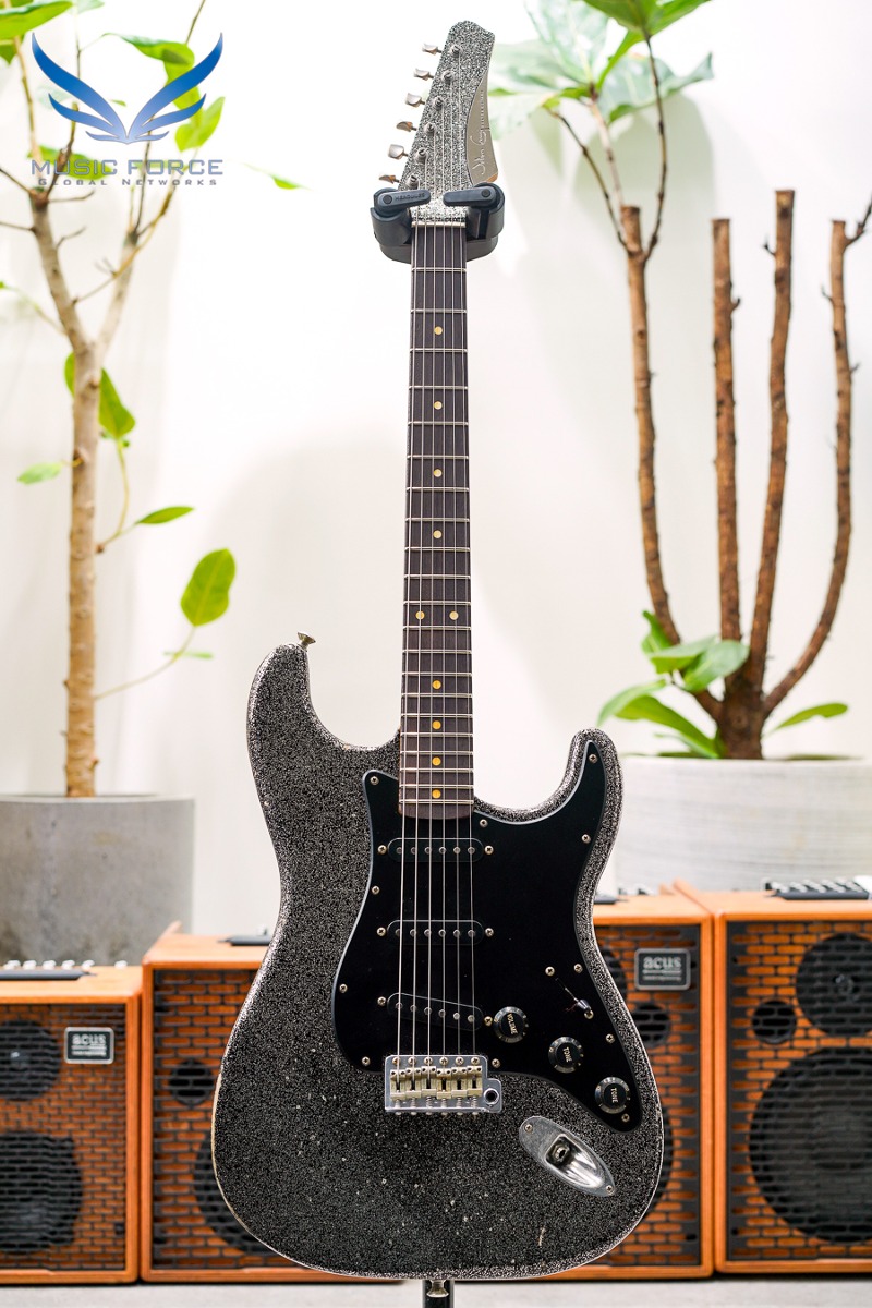 [2024 Summer Sale! (~7/31까지)] John Cruz Crossville ST &quot;Battle Axe&quot; Aged-Silver Sparkle over Black w/Rosewood FB, Black PG &amp; Match Headstock (2022년산/신품) - JC01000522